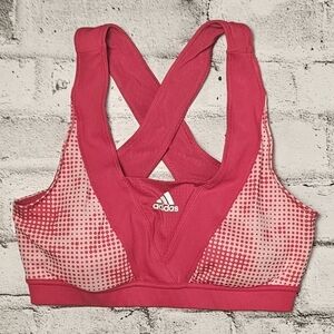 Adidas Pink Sports Bra with Crossed Straps and Mesh Design